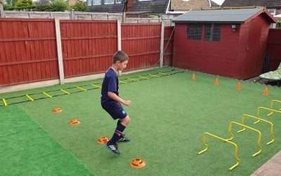 Eddie M – Football training session for kids – Circuit training using cones, ladder and hurdles