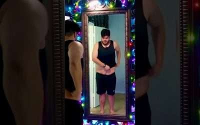 Trying on a compression shirt