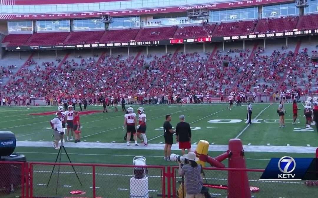 Sights and sounds: Freshman quarterback Dylan Raiola leads team onto Memorial Stadium's field