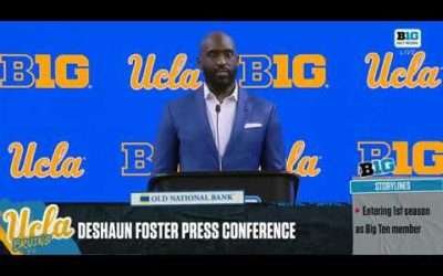 UCLA coach DeShaun Foster with an awkward Big Ten Football Media Day opening statement