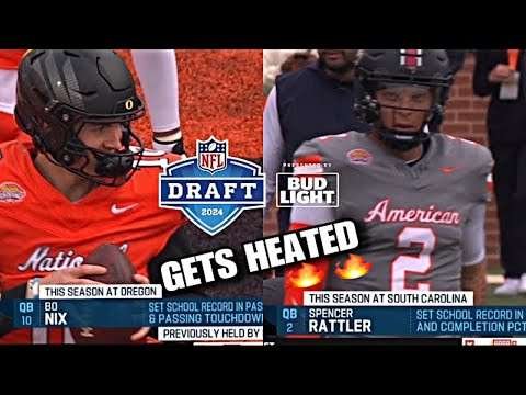 EVERY THROW: Spencer Rattler vs Bo Nix SICK THROWS! 2024 Senior Bowl National vs American Highlights