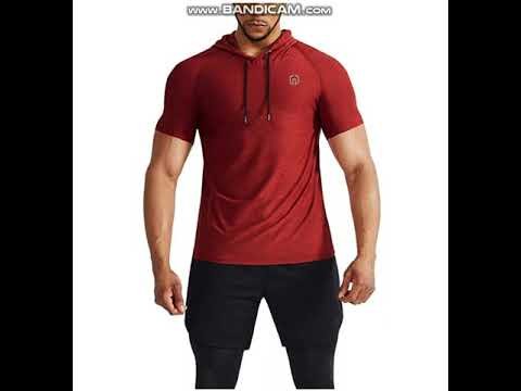 Neleus Men's Dry Fit Performance Athletic Shirt with Hoods