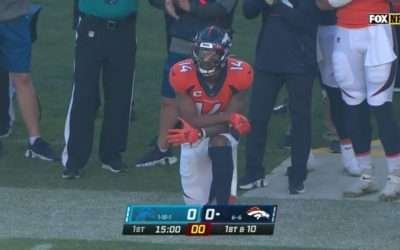 Broncos honor Demaryius Thomas with 10 man huddle vs. Detroit
