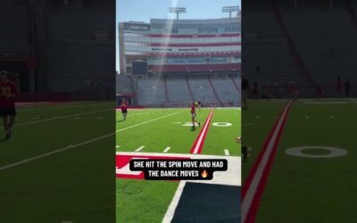 Dylan Raiola and Emmett Johnson were loving the moves at Matt Rhule’s second ‘She’s Got Game’ camp