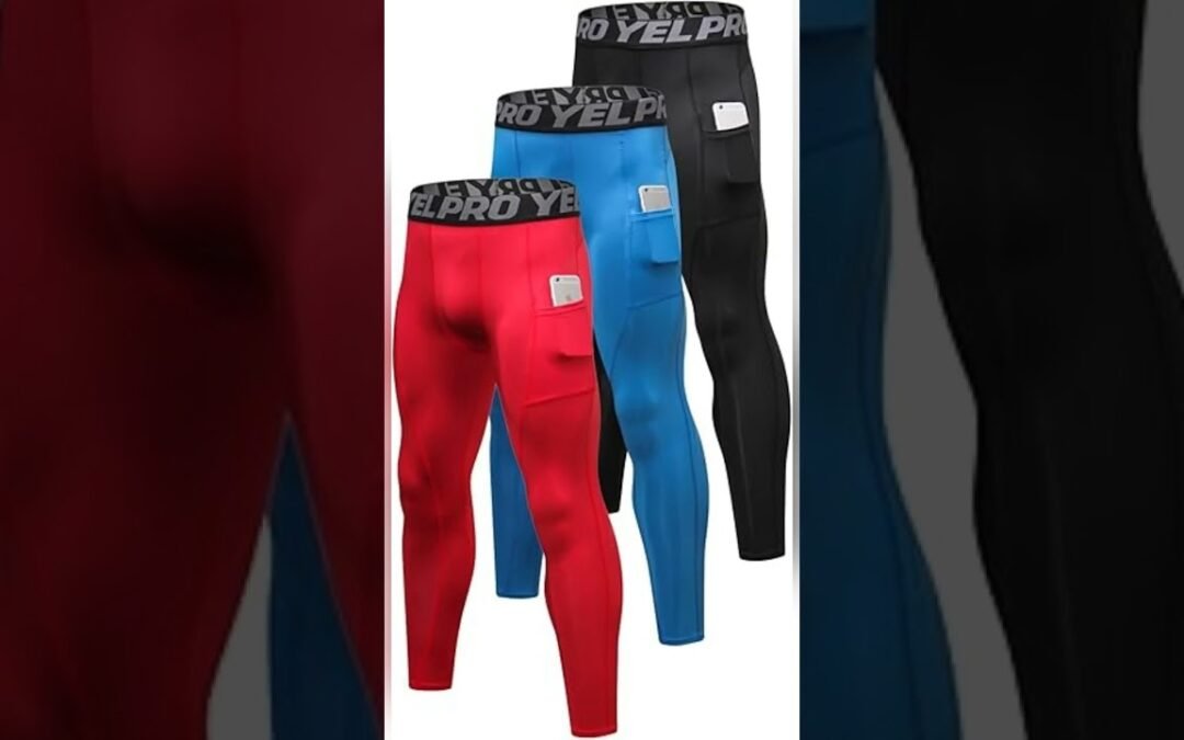 1/3 Pack Mens Compression Pants Running Tights Athletic Sports Baselayer Pockets Basketball Activ…